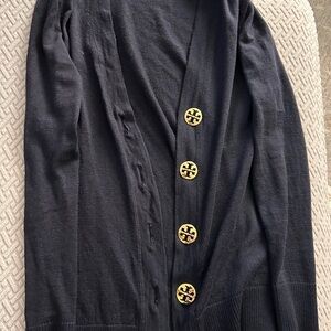 Tory Burch Navy Cardigan with Orange Label